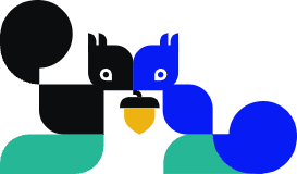 Zwei Crowdhörnchen mit Nuss